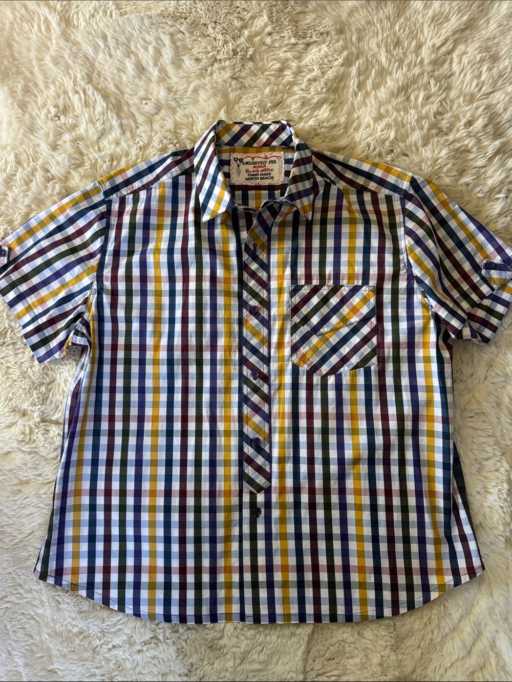 Hand Made Classic Vintage style Check Short Sleeve Button-Up Shirt by Als Attire